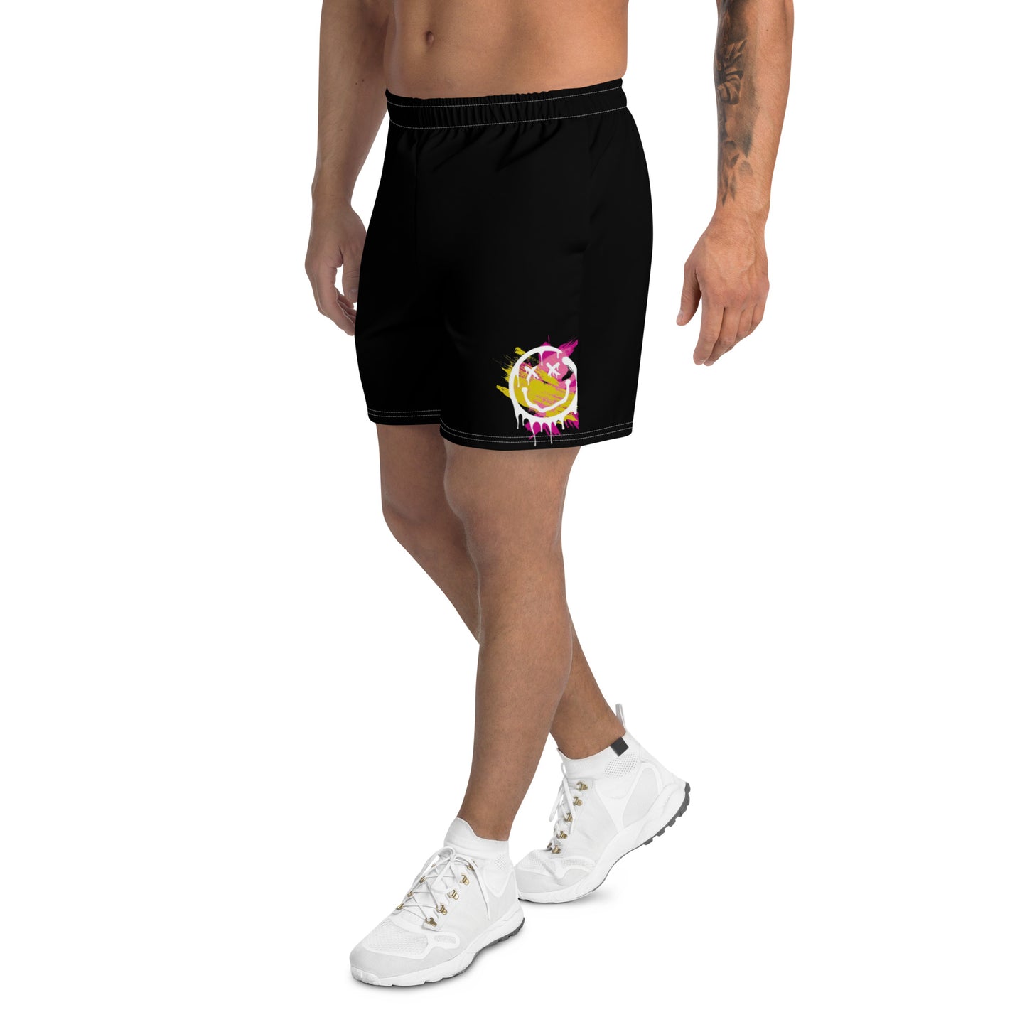 Graphic Tee Smile Face Athletic Long Shorts